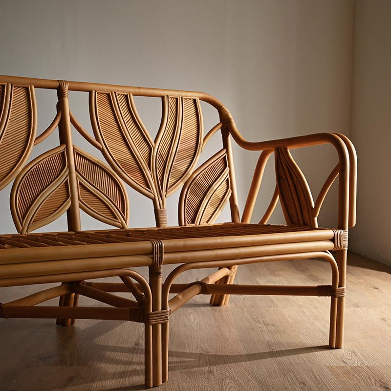 レトロ ラタン 2人掛け 椅子　販売 ラタンチェア 2人掛け ラタンソファ 120cm幅 二人用 ECD1492MXZ【爆買