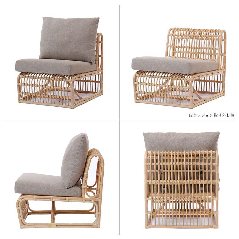ラタンソファ2点セット 1人掛けソファ オットマン ECD35SET2【爆買