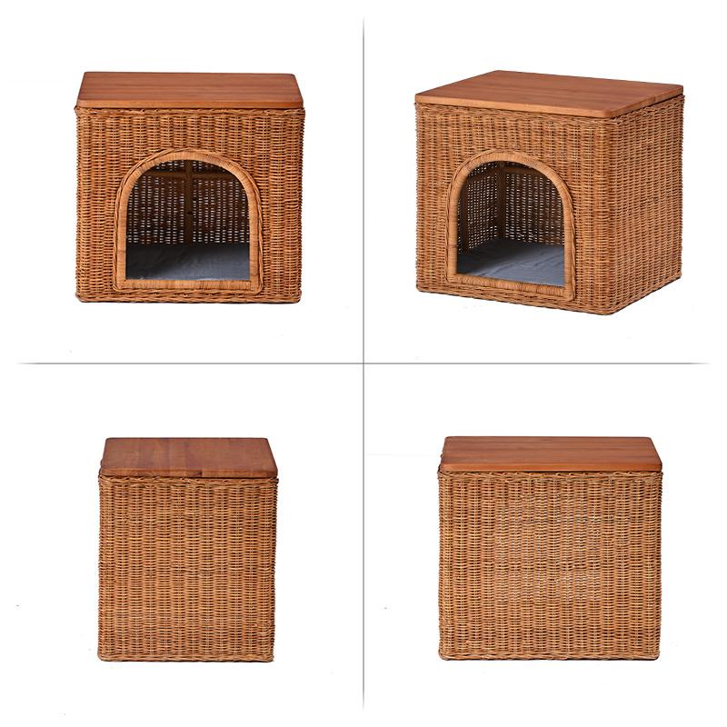 ペットハウス テーブル ラタン ミニテーブル 籐 机 つくえ ペット