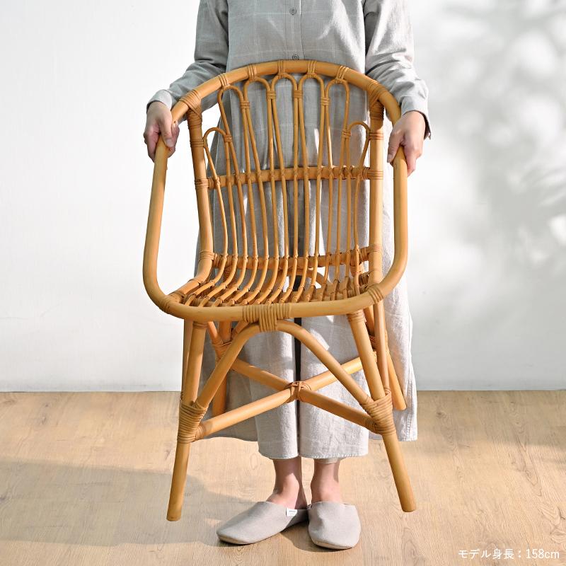 チーク無垢とラタンのダイニング3点セット 76cm幅 カゴメ 木製 組立品