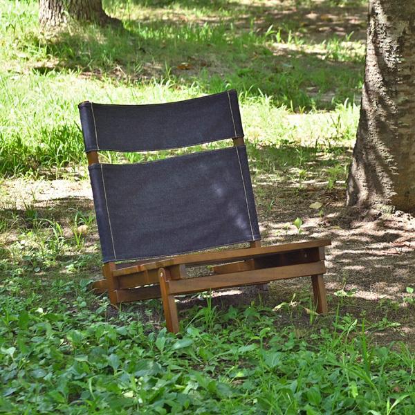 チーク無垢材 木製  ローチェア 折り畳み 椅子 コンパクト 収納 キャンプチェア ETC170KA｜landmark｜15
