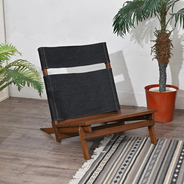 チーク無垢材 木製  ローチェア 折り畳み 椅子 コンパクト 収納 キャンプチェア ETC170KA｜landmark｜16