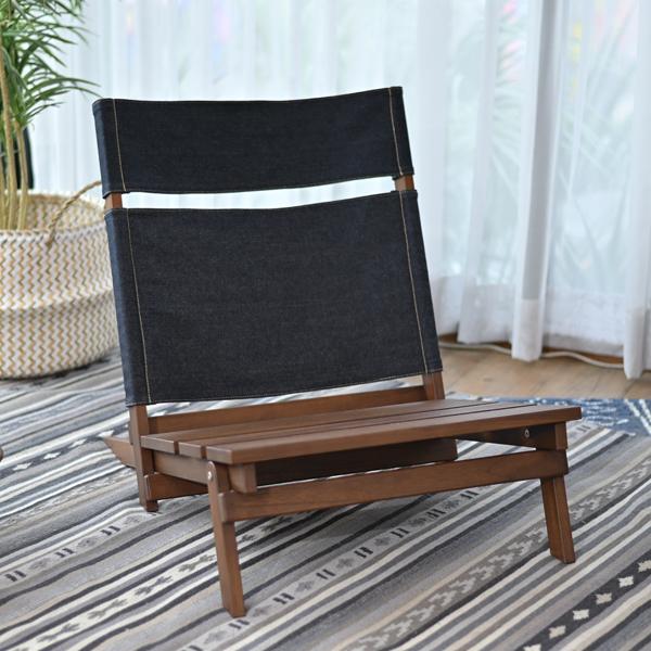 チーク無垢材 木製  ローチェア 折り畳み 椅子 コンパクト 収納 キャンプチェア ETC170KA｜landmark｜04