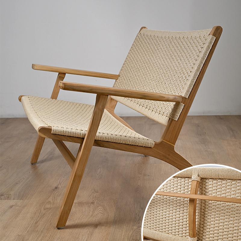 パーソナルチェア アーム付き 二人掛け ペーパーコード 木製 無垢材