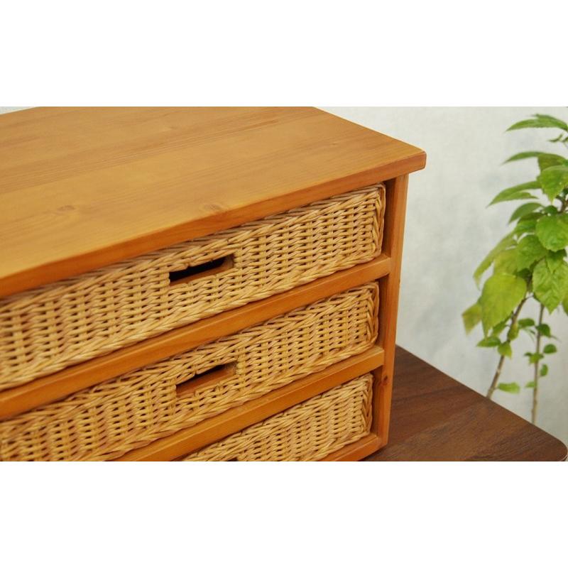 引き出し 収納 卓上 子引き出し 3段 木製 アジアン エスニック