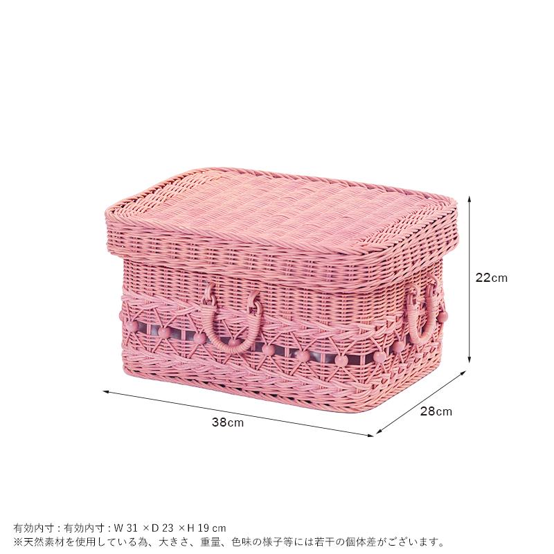 ラタンバスケット 蓋付き 籐かご かわいい 収納 内布付  母の日 父の日 敬老の日 GK808PK｜landmark｜19