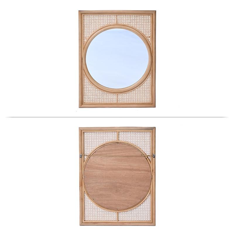 ラタンミラー 北欧 鏡 壁掛けウォールミラー スクエア ミラー