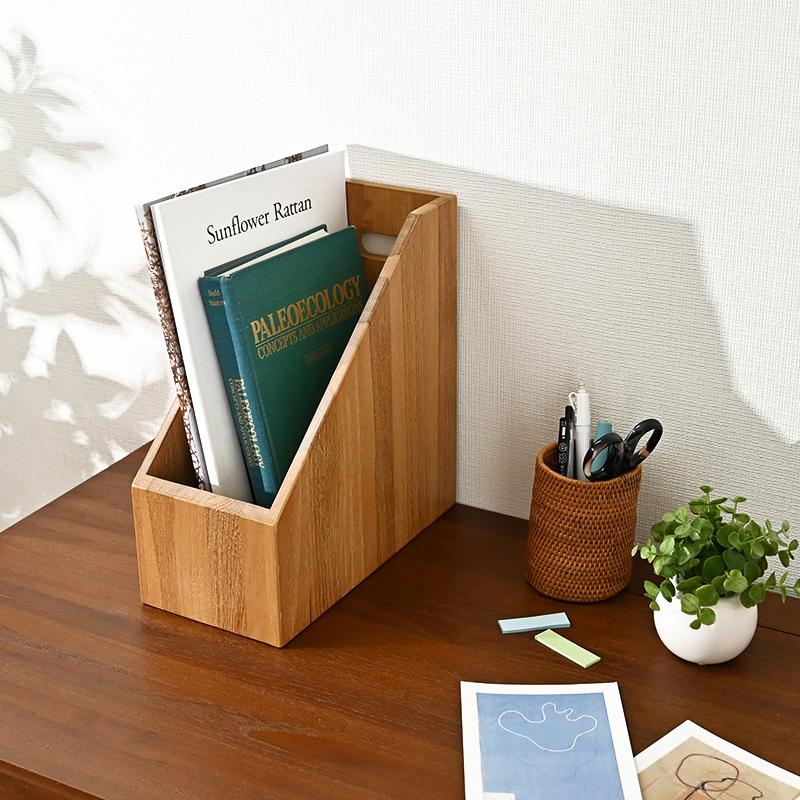 ファイルボックス おしゃれ A4 木製 チーク無垢材 ブックスタンド 収納 縦型 1個入り R033XP 爆買 |  | 03