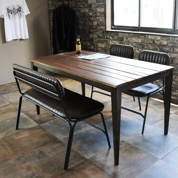 ダイニングチェア ベンチ アイアン レザー インダストリアル