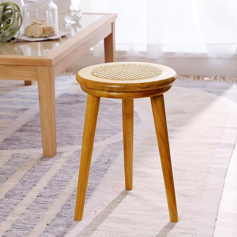 スツール 木製 チーク ラタン S088WX 爆買 : ランドマーク - 通販