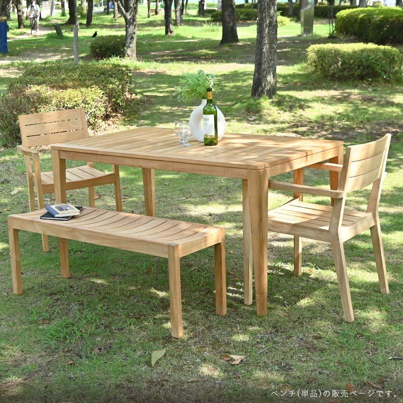 ガーデンベンチ 111cm幅 木製 チーク 無垢材 無塗装 S255XX 爆買