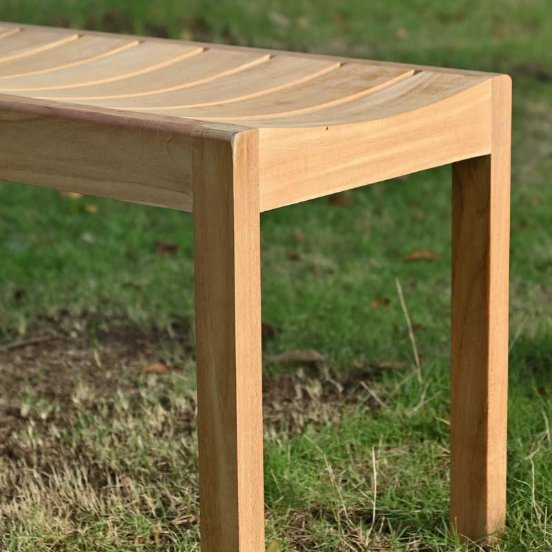 長ベンチ　値下げ可能 ガーデンベンチ 111cm幅 木製 チーク 無垢材 無塗装 S255XX