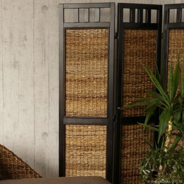 間仕切り 4連 パーテーション おしゃれ バナナリーフ アジアン S404