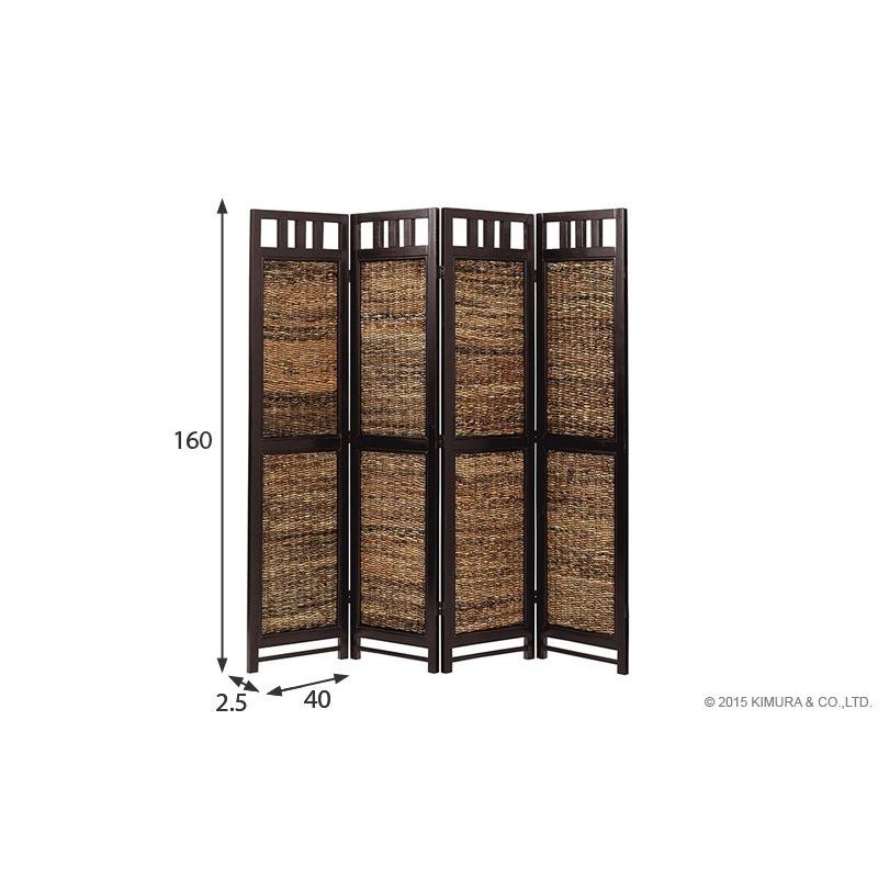 間仕切り 4連 パーテーション おしゃれ バナナリーフ アジアン S404