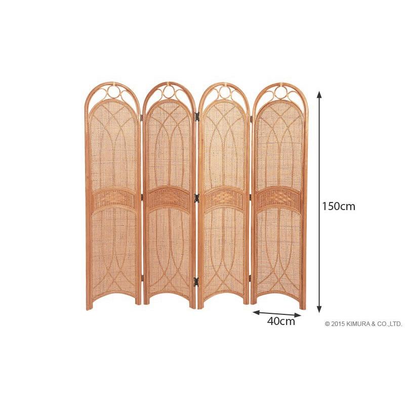 間仕切り 4連 パーテーション 150cm高 籐 和室 アジアン S701HR｜landmark｜06