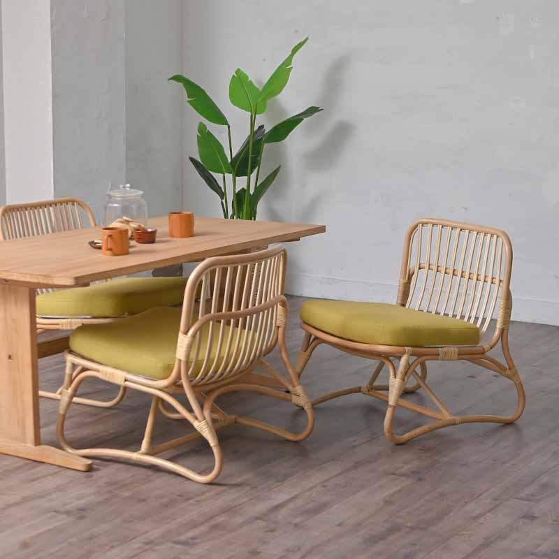 2脚セット ラタン ローチェア 1人掛け ダイニングチェア SET2