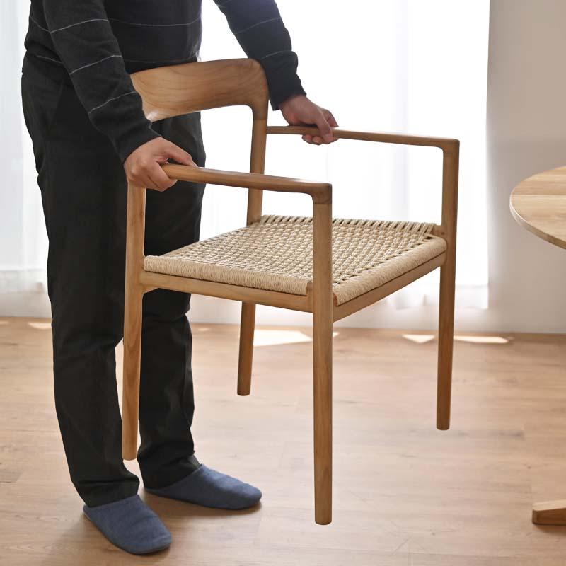 ダイニングチェア 肘付き 2脚セット アームチェア 木製 チーク SET2