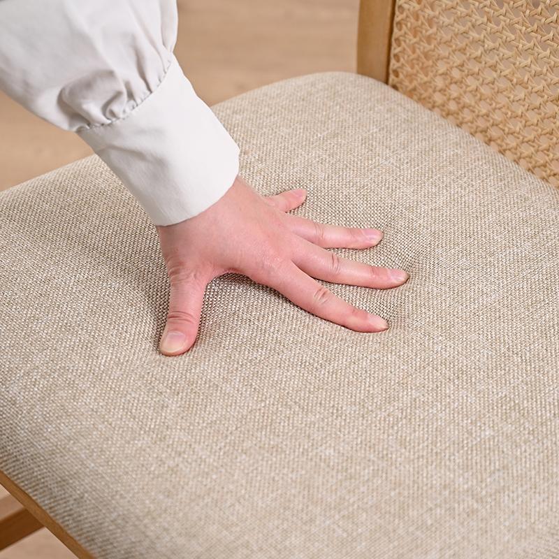 2脚セット】チーク無垢材×カゴメ編みラタンダイニングチェア SET2