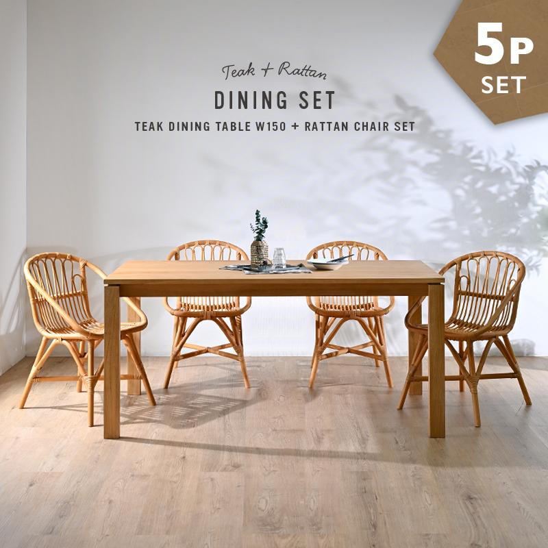 KO-43【ご来店頂ける方限定】オーク材突板 ダイニング5点セット