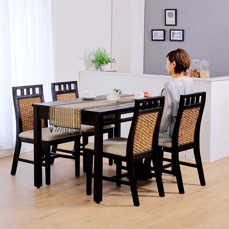 アジアンダイニングテーブル(4人掛け) アジアン家具 ダイニングテーブルセット 4人用 5点セット 120cm