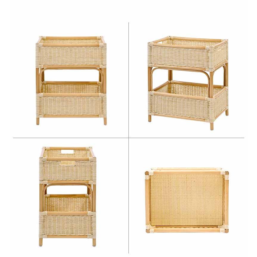 アジアン家具 2段 ランドリーラックラタン チェスト ランドリー Y602N