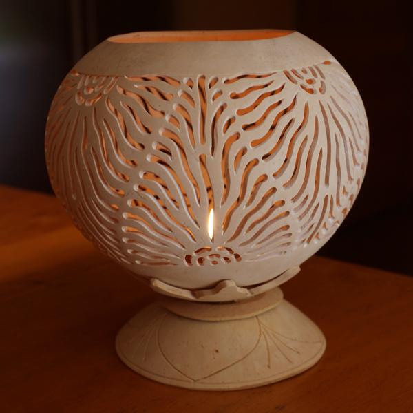 アジアン バリ島 ココナッツリーフ ランプスタンド オブジェ 置物 特大