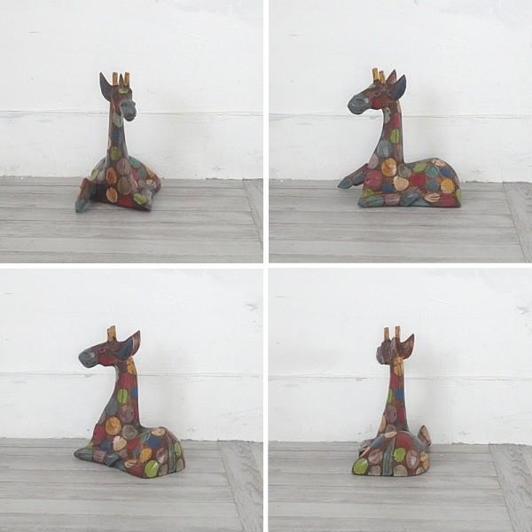 キリン 置物 オブジェ アジアン 雑貨 バリ 木製 Sサイズ 1個 Z070711F