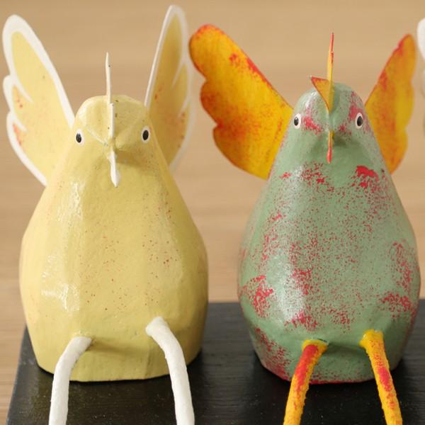 アジアン雑貨 バリ 鳥4羽 オブジェ 置物 インテリア おしゃれ 木製