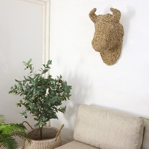 アウトレット アジアン雑貨 牛 ウォーターヒヤシンス 壁掛けオブジェ