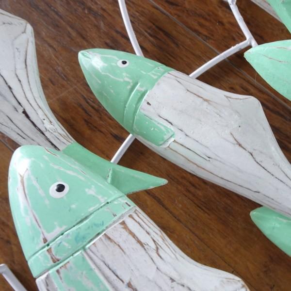 魚 オブジェ 壁掛け アジアン インテリア バリ 木製 ブルー 青色