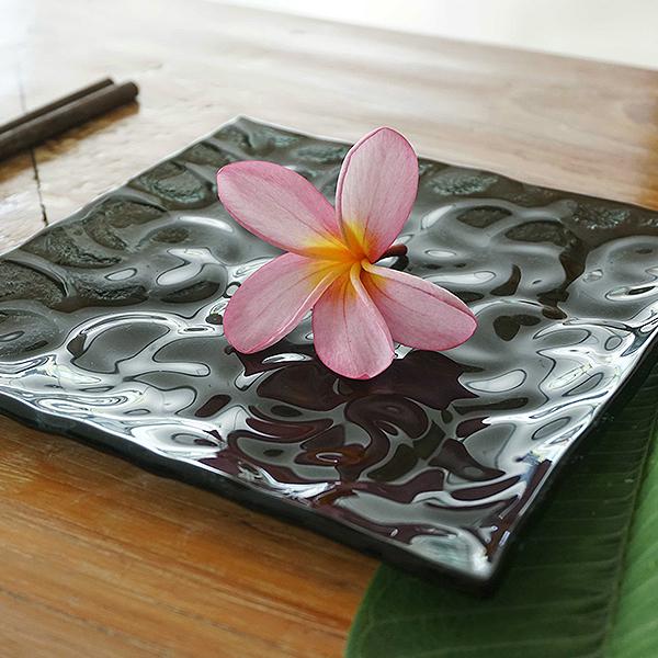 アウトレット アジアン雑貨  プルメリア フランジパニ ガラスプレート キャンドルプレート Lサイズ Z130206H 爆買 |  | 02