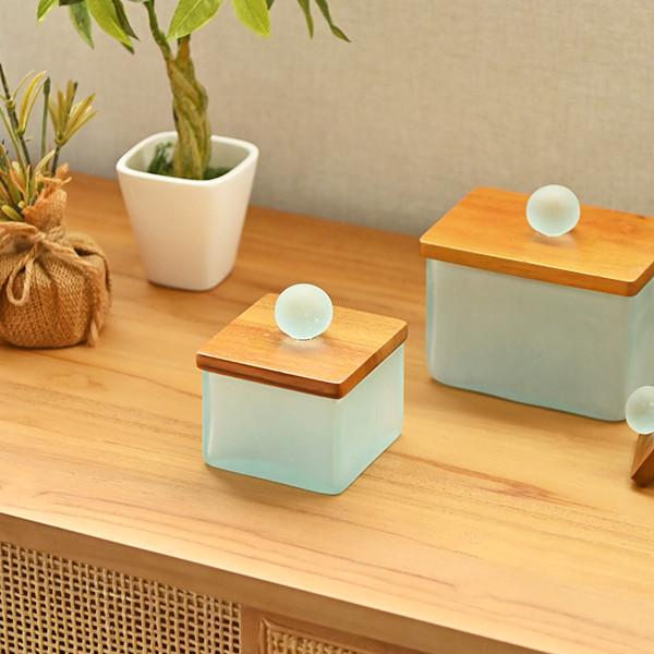 アジアン雑貨 バリ 小物入れ ガラスキャニスター コットンケース S