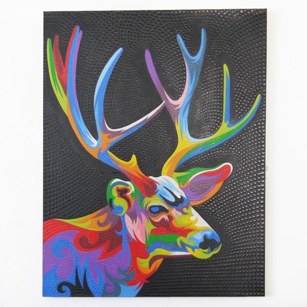 アウトレット ドットアート パネル バリ絵画 モダン 70×90cm 壁掛け 鹿