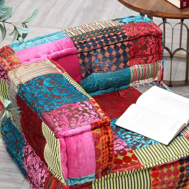 ON&ON パッチワーク ロー クッションソファ セパレート 座椅子 カラフル クッションソファ コーナータイプ ローソファ フロアソファ ON&ON