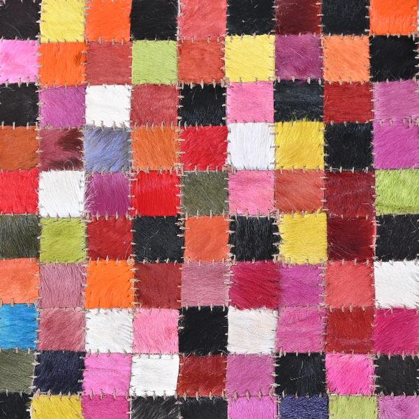 ラグ カーペット 140×200cm レザー 毛皮 モロッコ ボヘミアン カラフル