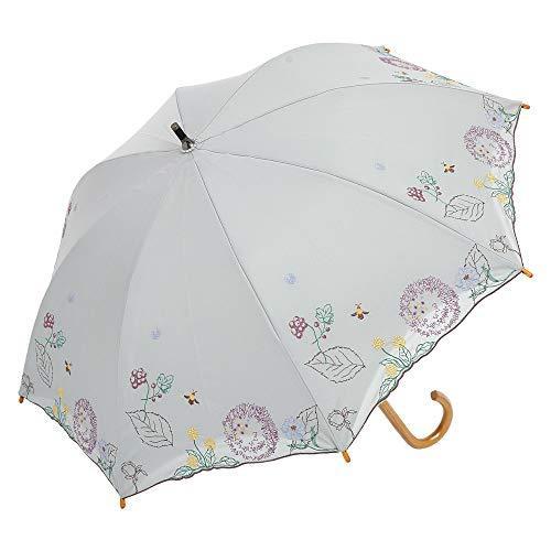 日傘 ショート日傘 完全遮光 遮熱 UVカット フェザー 羽 刺繍 かわず