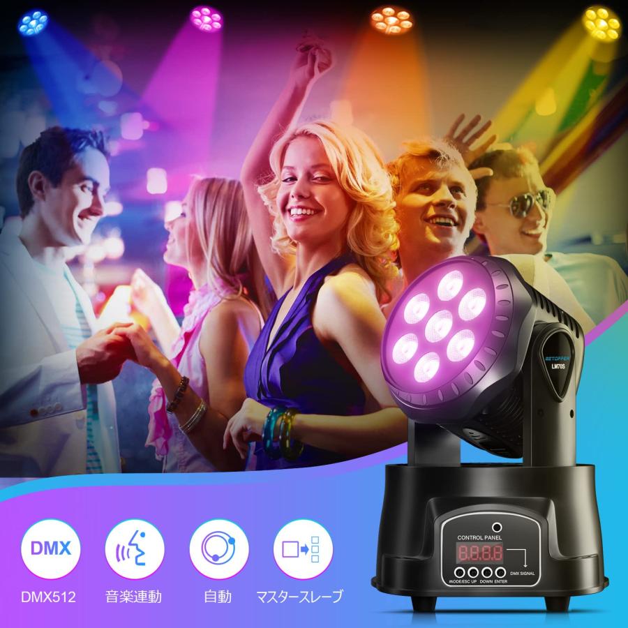 BETOPPER ムービングライト 7x8W RGBW LED 舞台照明ディスコ