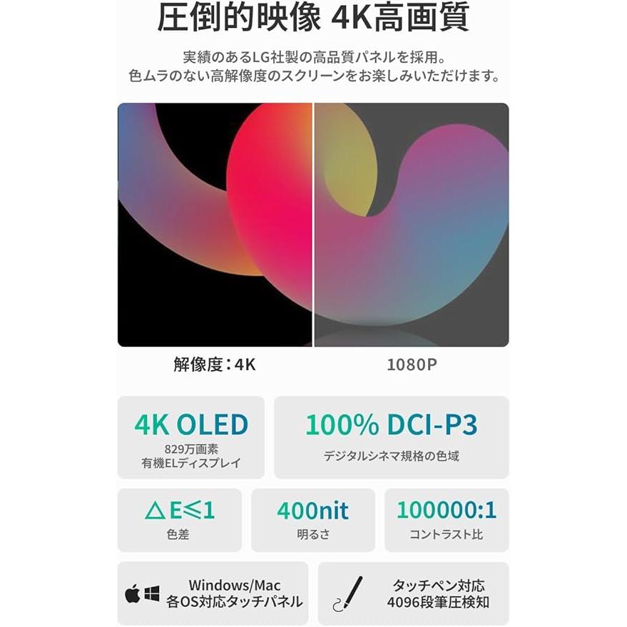 EHOMEWEI モバイルモニター RO-160PU 16インチ 高性能 4K EHOMEWEI モバイルモニター RO-160PU 16インチ 高性能 4K