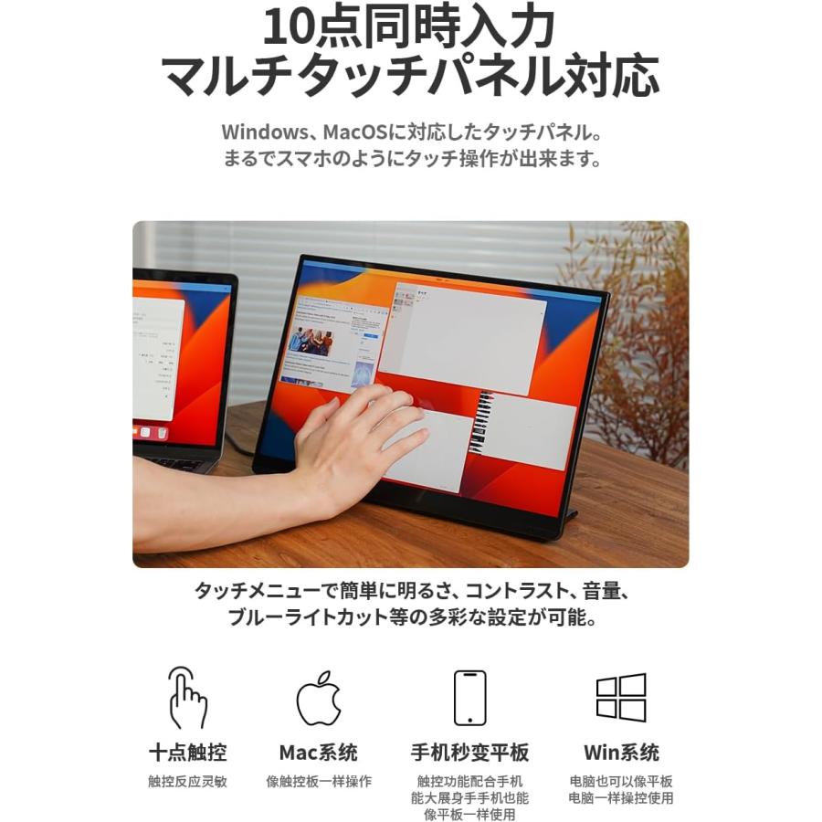 EHOMEWEI モバイルモニター EHOMEWEI SP-160TW ゲーミングモニター 16