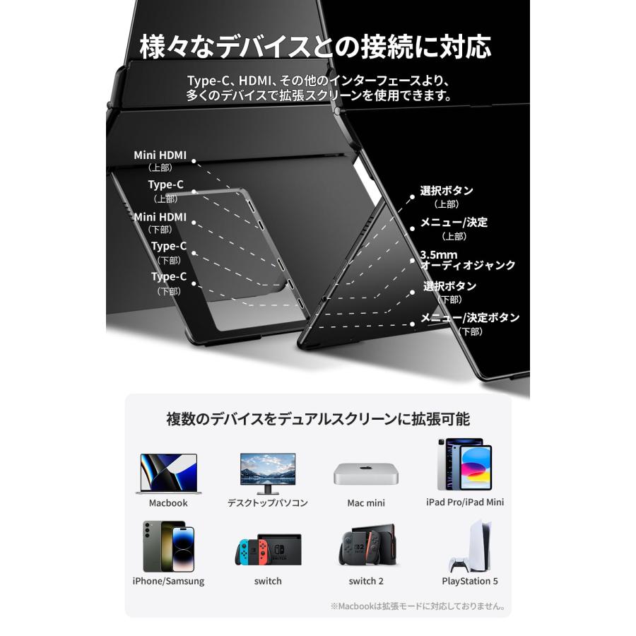 EHOMEWEI モバイルモニター EHOMEWEI XP-142NW デュアルモニター 2.5K