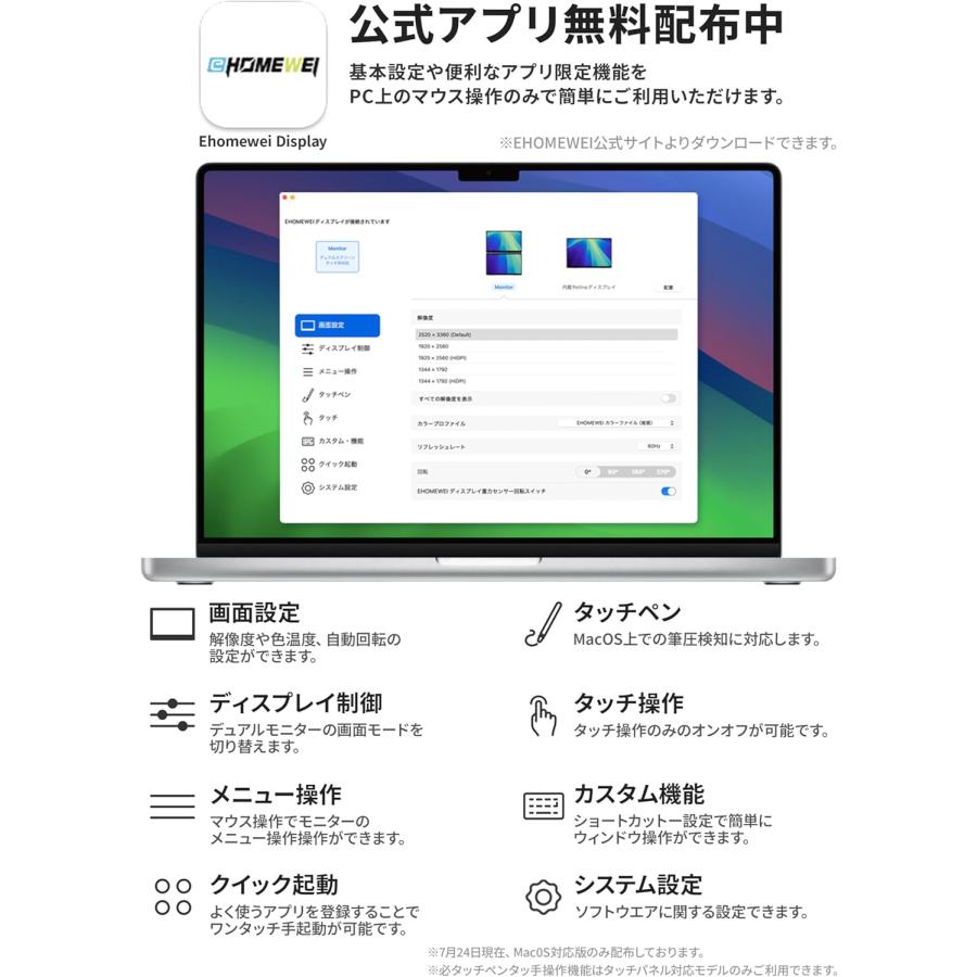 EHOMEWEI モバイルモニター EHOMEWEI XP-142PW デュアルモニター 2.5K