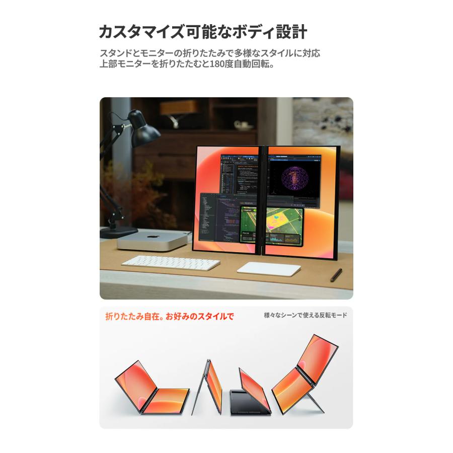 EHOMEWEI モバイルモニター EHOMEWEI XPHG-170NW デュアルモニター 2.5