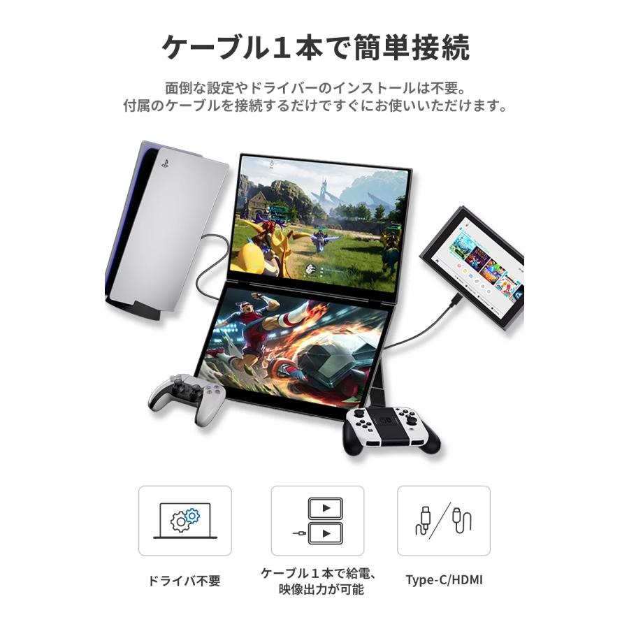 EHOMEWEI モバイルモニター EHOMEWEI XPHG-170PW デュアルモニター 2.5