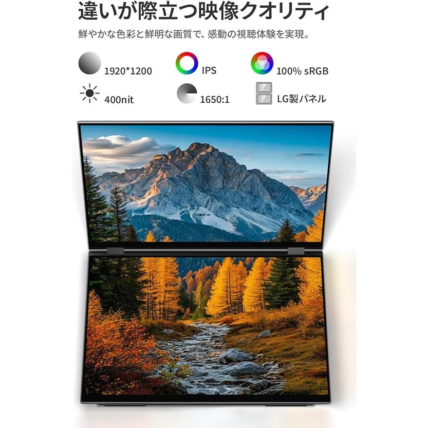 EHOMEWEI モバイルモニター XQ-160PF 高性能 デュアルモニター