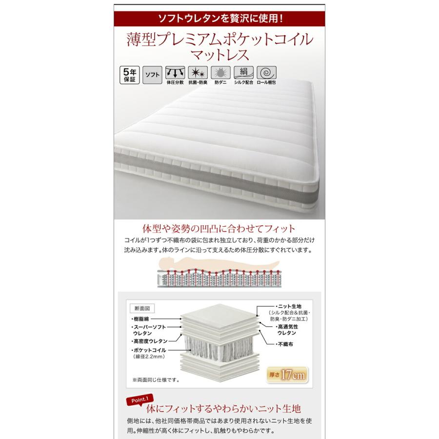 収納ベッド セミシングル フランスベッド マルチラススーパースプリングマットレス付き 跳ね上げ 縦開き 深さレギュラー | フランスベッド | 16