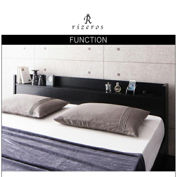 収納ベッド クイーン(Q×1） 棚 コンセント付 プレミアムポケットコイル