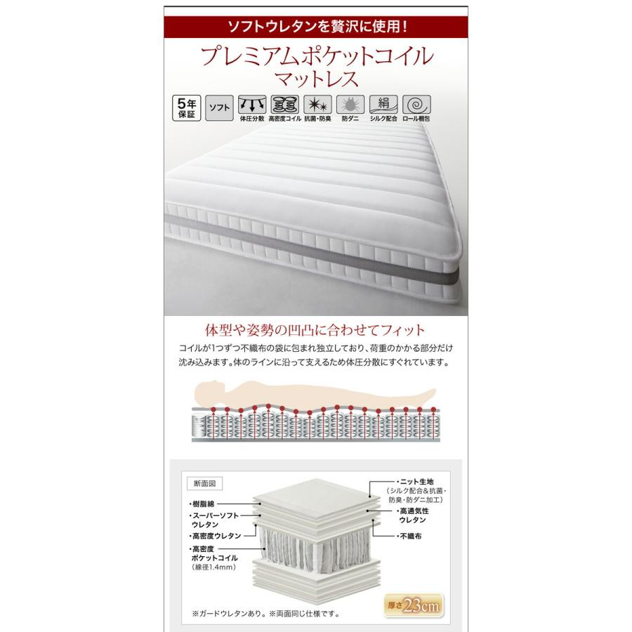 デザインベッド ワイドK200(S×2) フランスベッド マルチラススーパースプリングマットレス付 棚 コンセント 収納付き大型モダン｜lanran｜18