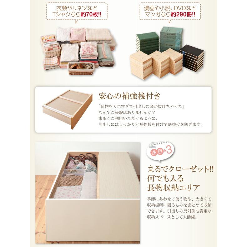 チェストベッド セミシングル 日本製 ヘッドレス大容量コンパクト 薄型