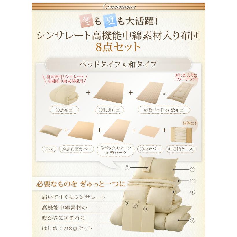 布団セット ベッドタイプ クイーン 10点セット 来客用 ベッドパッド 掛け布団 枕 布団カバー ボックスシーツ 収納ケース 収納袋 |  | 04