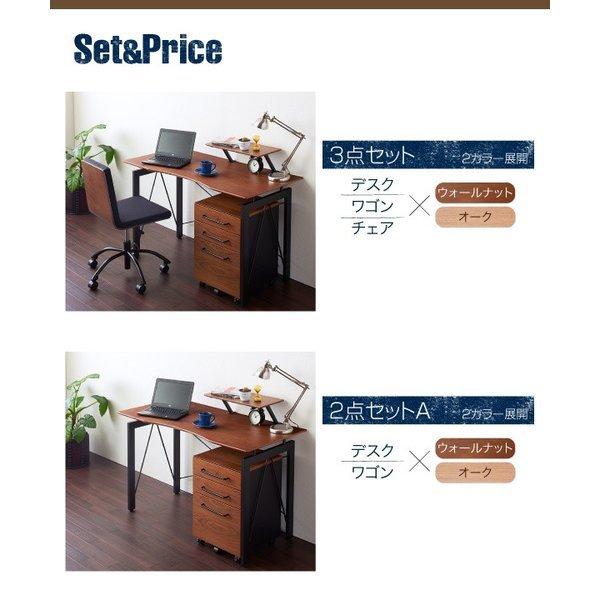 システムデスク 3点セット デスク + ワゴン チェア 幅120 : LANRAN